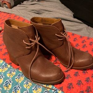 Leather wedge bootie